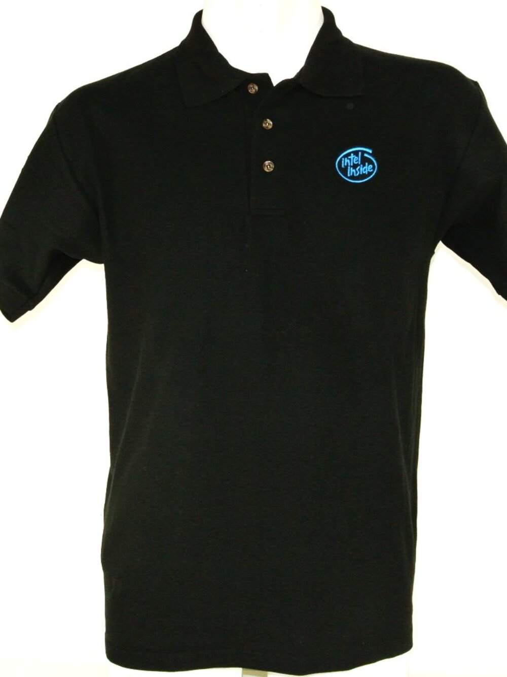 INTEL Inside Vintage Tech Employee Uniform Polo Shirt Black Size L Large